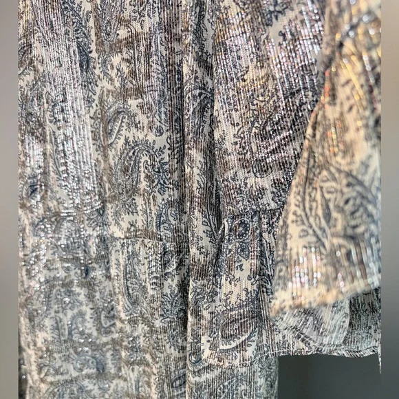 Kobi Halperin Silk Tent Dress Women's Paisley Ruffle Sleeve Top size large - Picture 7 of 13